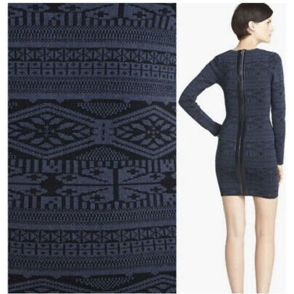 Parker Katrina Knit Bodycon Dress Navy Blue and Black Size Large NWT - Picture 5 of 13
